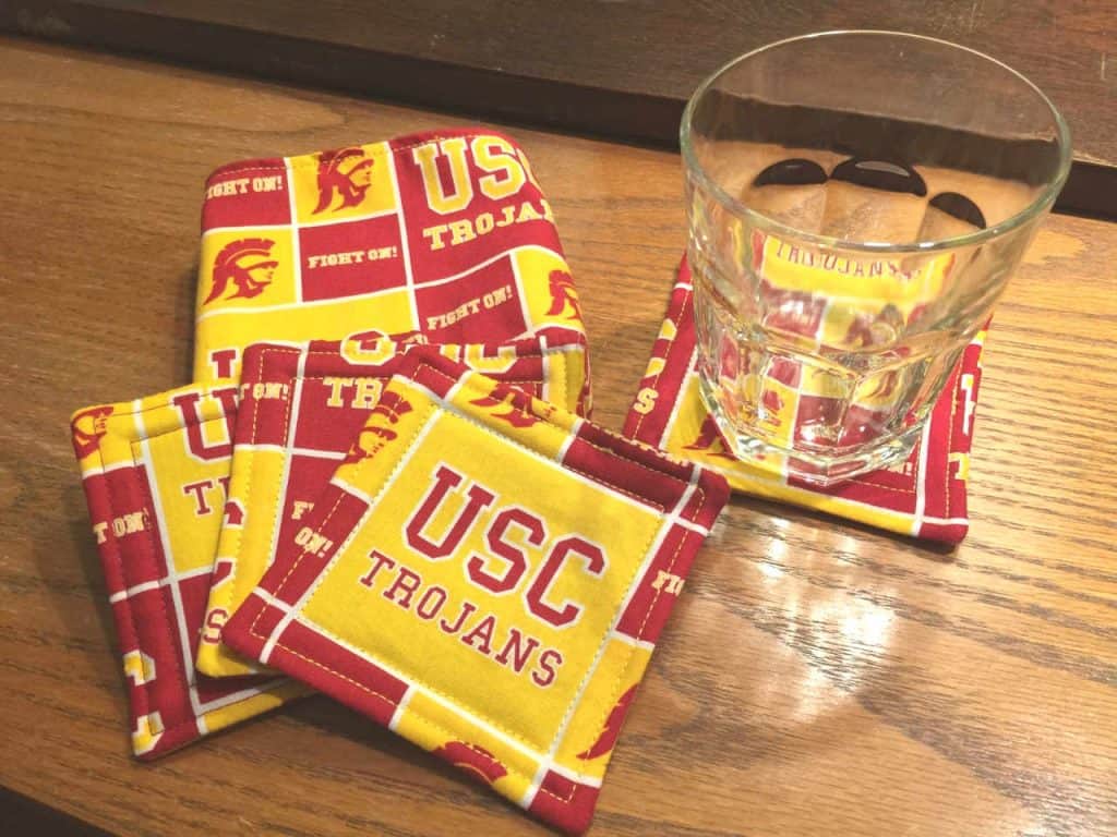 Drink coasters made out of sports fabric drink coasters made out of sports fabric